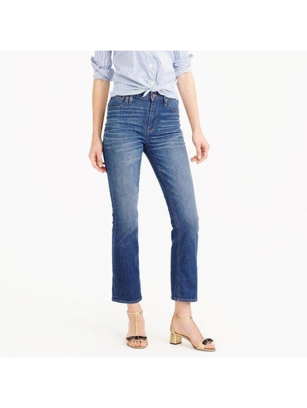 J.Crew Mercantile Medium Wash Cotton Denim Cropped Bootcut Jeans Size 26